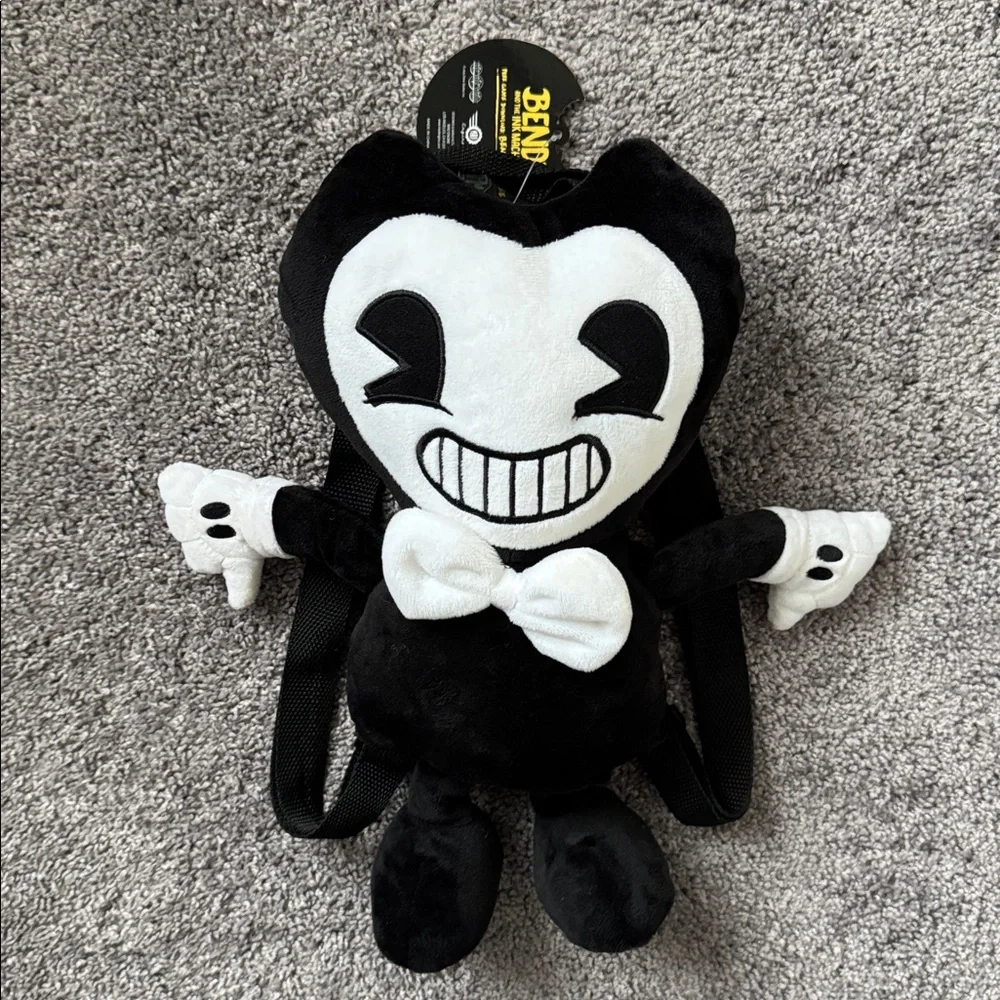 Bendy And The Ink Machine Plush Backpack Black/White - Picture 1 of 13